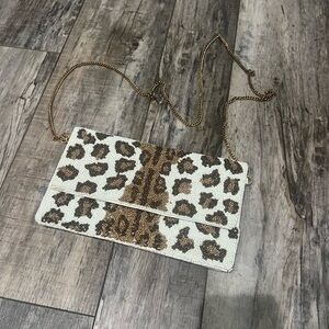 Beaded Leopard Print Clutch